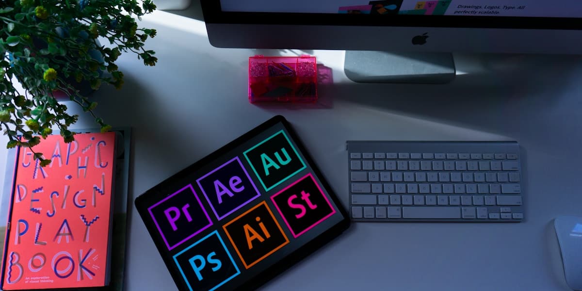 Graphic designer working on a digital layout