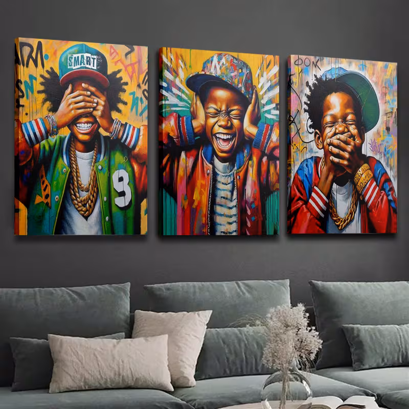 Framed artwork on a gallery wall